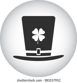 Hat with clover simple icon  on round background