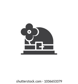 Hat with clover vector icon. filled flat sign for mobile concept and web design. Bucket Cap with flower simple solid icon. Symbol, logo illustration. Pixel perfect vector graphics