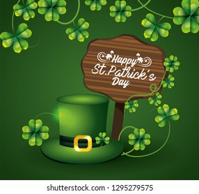 hat with clovers and wood emblem to st patrick event
