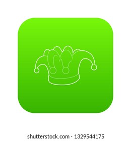 Hat clown icon green vector isolated on white background