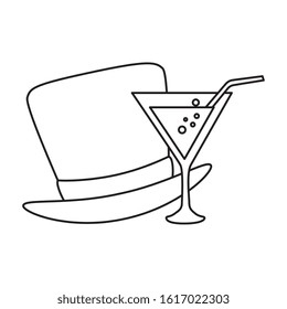 Hat and cocktail design, Cloth costume accessory decoration uniform object season and traditional theme Vector illustration