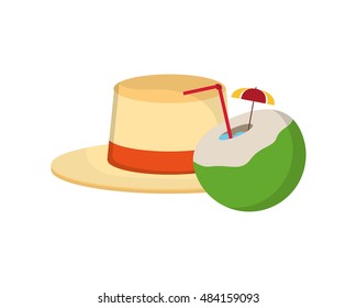 hat and coconut cocktail icon