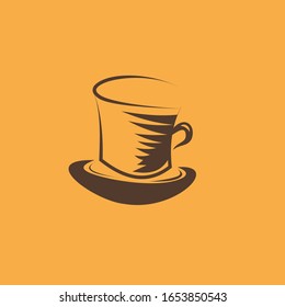 hat and coffee logo vector illustration