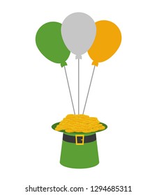 hat coins balloons happy st patricks day vector illustration
