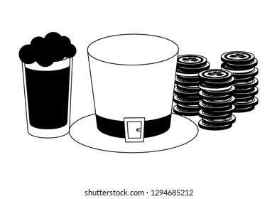 hat coins and beer happy st patricks day vector illustration
