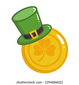 hat coins clover happy st patricks day vector illustration