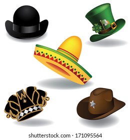 Hat collection. EPS 10 vector, grouped for easy editing. No open shapes or paths.