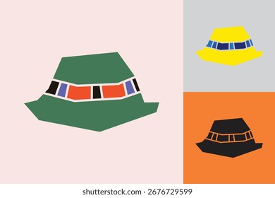 Ícone de estilo preenchido de cor de chapéu no estilo desenhado à mão recortada
