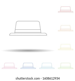 Hat colored in multi color style icon. Simple thin line, outline vector of camping icons for ui and ux, website or mobile application