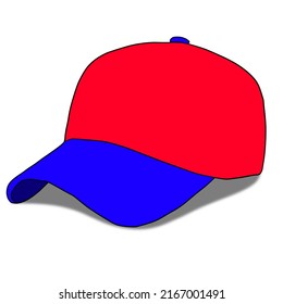 Hat with a combination of red and blue colors 