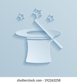 Hat of the conjurer paper icon. Vector illustration