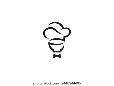 sombrero cocinero con el logotipo del tazón. diseño creativo del icono del símbolo de la comida del chef