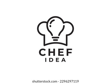 hat cook with light logo. idea food icon design vector