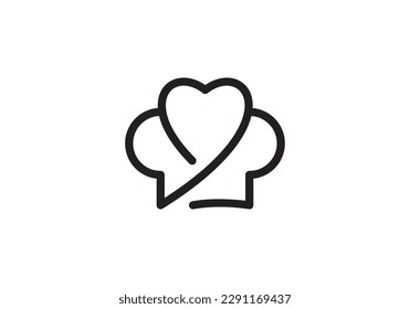 hat cook with love logo. creative food symbol design vector