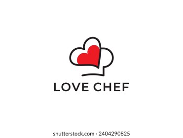 hat cook with love logo. creative chef food symbol design icon template