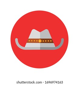 hat cowboy american block and flat style vector illustration design