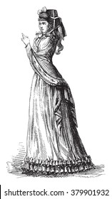 Hat cranked top, vintage engraved illustration. Magasin Pittoresque 1880.
