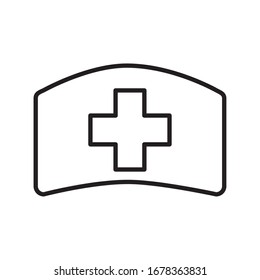 Hat with cross line style icon design of Medical care hygiene health emergency aid exam clinic and patient theme Vector illustration