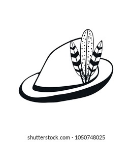 Hat Cute hand drawn nursery poster in scandinavian style. Monochrome vector illustration.