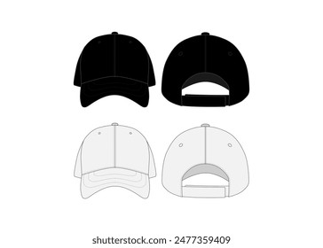 Hat Dad Cqp Vector Mockup Hat Techical Drawing Illustration Cap Hat Outline Template Flat Sketch Dad Hat Template