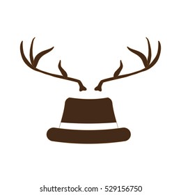 hat with deer horns icon over white background. hipster style design. vector illustration