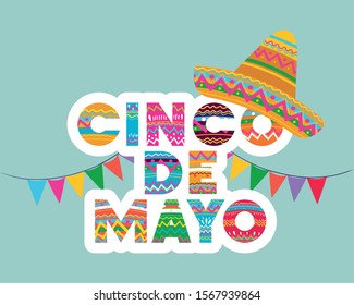 Hat design, Cinco de mayo mexico culture tourism landmark latin and party theme Vector illustration