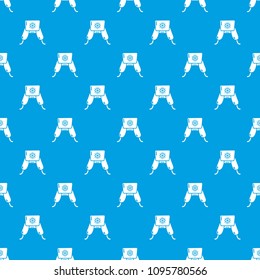 Hat with ear flaps pattern vector seamless blue repeat for any use