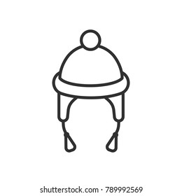 hat with earflaps. linear icon. Line with Editable stroke