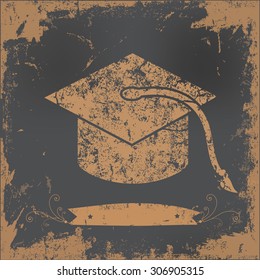 Hat of education design on old paper background,vector