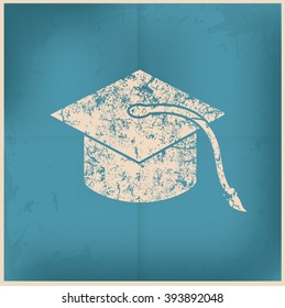 Hat of education design on old paper background, vector
