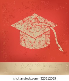 Hat of education design on red background,poster grunge design