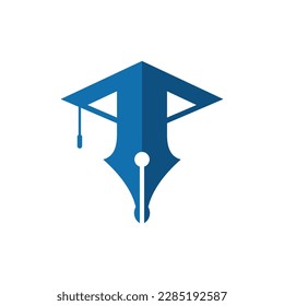 Hat education with pen modern logo