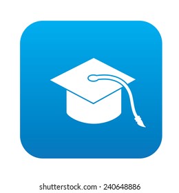 Hat education symbol design on blue button,clean vector
