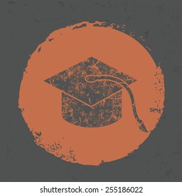 Hat education symbol on grunge design,grunge vector