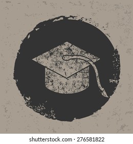 Hat education symbol on grunge design,grunge vector 