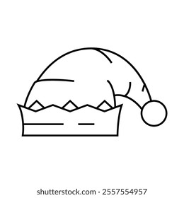 hat elf christmas xmas line icon vector. hat elf christmas xmas sign. isolated contour symbol black illustration