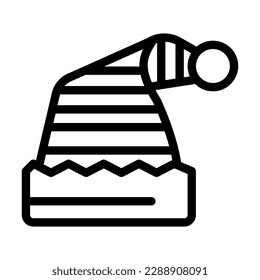 hat elf cute holiday line icon vector. hat elf cute holiday sign. isolated contour symbol black illustration