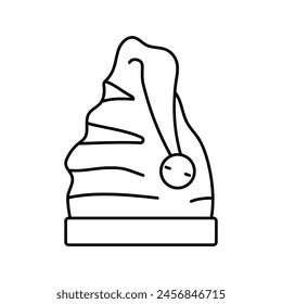 hat elf cute xmas line icon vector. hat elf cute xmas sign. isolated contour symbol black illustration