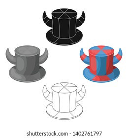 Hat of a fan with horns.Fans single icon in cartoon,black style vector symbol stock illustration.