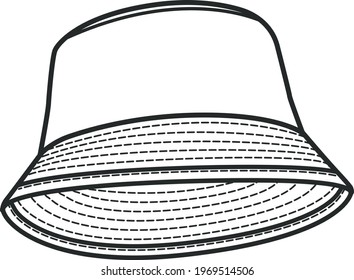 Hat Fashion Flat Sketch. Hat Technical Drawing