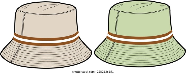 Hat fashion flat sketch technical drawing vector illustration template