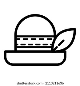 Hat With Feather Flat Icon Isolated On White Background