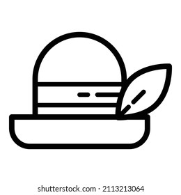 Hat With Feather Flat Icon Isolated On White Background