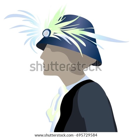 Hat with feathers, black jacket, lady in hat, style, silhouette, woman