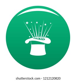 Hat and firework icon. Simple illustration of hat and firework vector icon for any design green