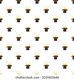 Hat and firework pattern seamless in flat style for any design