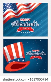 Hat and flag design, Usa happy presidents day united states america independence nation us country and national theme Vector illustration