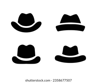 Hat flat vector icon set. Simple illustration element, British Gentleman Classic Invisible Top Spy Cowboy hat isolated on a white can be used in logo