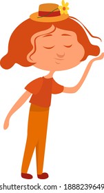 Hat with a flower ,illustration,vector on white background