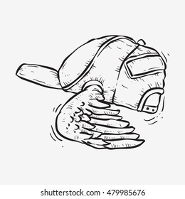 hat flying with its wings in the sky sketch line art 